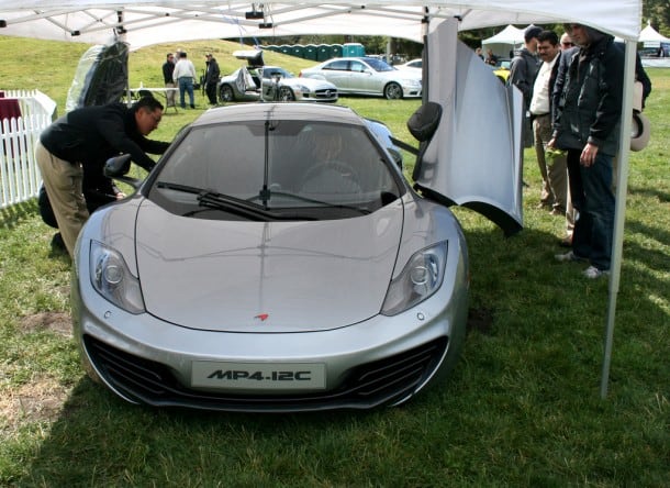 The eagerly awaited 2012 McLaren MP4-12C English sports car, touted by the industry as a competitor to the high-performance category ruled by Ferrari and Lamborghini, was unveiled at the Marin Sonoma Concours d’Elegance.