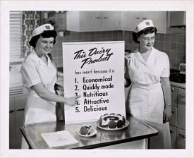Who doesn't like attractive dairy? A cooking demonstration from 1950.