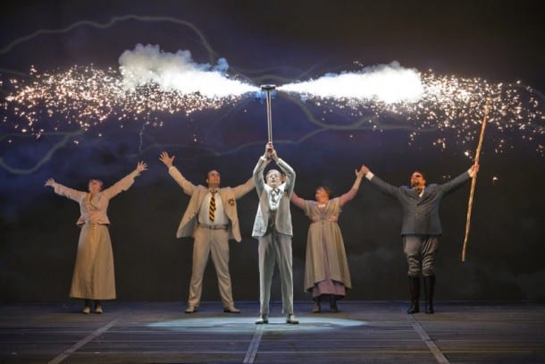 Melissa Citro (Freia), Brandon Jovanovich (Froh), Gerd Grochowski (Donner), Elizabeth Bishop (Fricka) and Mark Delavan (Wotan). 