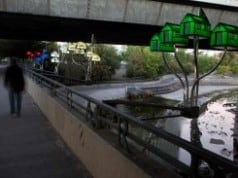 During the 01SJ Biennial Lasser along with artist Marguerite Perret will have installed the "Floating World" along the 87 Underpass along the Guadalupe river basin. photo provided by artist.