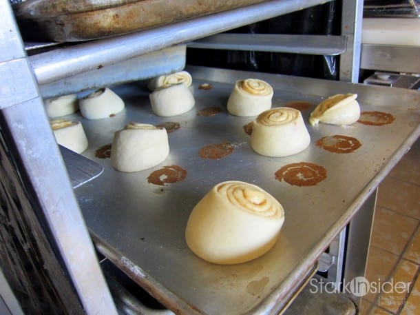 Cinnamon rolls ready for the oven.