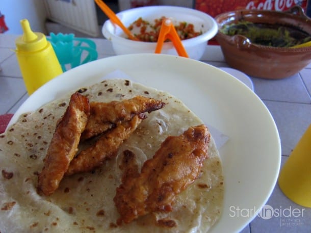 Fish tacos at El Rey Del Taco are some of the best in Loreto. The fish comes served on fresh flour or corn tortilla. Condiments are made as you watch and served in big family-style bowls that invite you to build your own tacos.