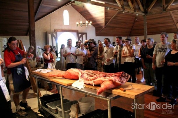 Butchery demonstration at Charles Krug Winery.