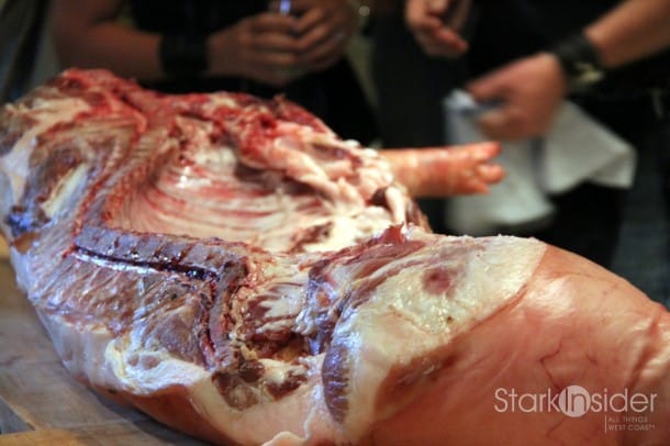 Butchery demonstration at the Cochon Heritage Fire VIP area.