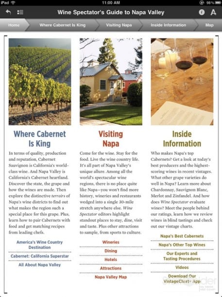 Wine Spectator App for iPad