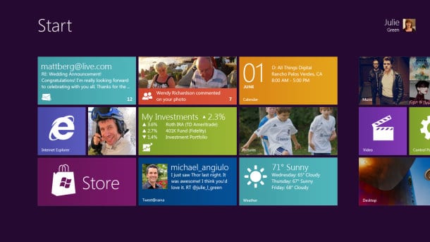 Windows8 start-up screen