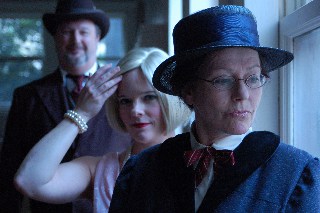 Above: L-R – Dave Garrett, Sally Clawson, and Janis Stevens in Becoming Julia Morgan.