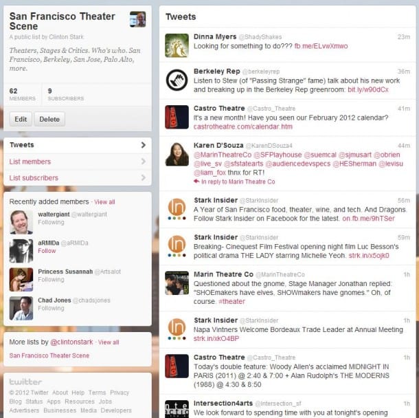 Follow San Francisco critics, theaters, trade, actors on Twitter
