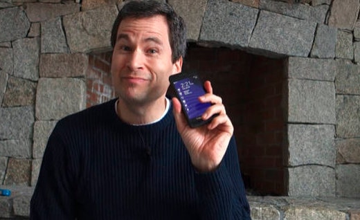 NYT's David Pogue moments before he makes love to the BlackBerry Z10 in front of the fireplace.