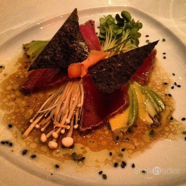 Gary Danko Delights all the Senses: Ahi Tuna, whimsically plated as a butterfly.