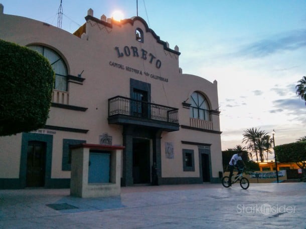 City Hall, downtown Loreto. Recently modernized with a fresh coat of paint, and new plaza courtyard, yet charm still intact.