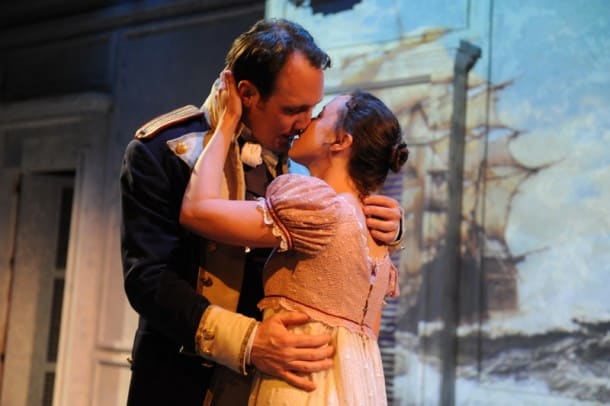 Will Springhorn Jr. as Captain Frederick Wentworth and Maryssa Wanlass as Anne Elliot in San Jose Stage Company's World Premiere of Jane Austen's 'Persuasion', adapted by Jennifer Le Blanc. (Photo: Dave Lepori)