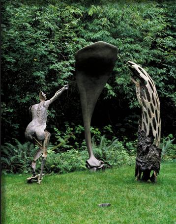 "Trinity" is just one of Ann Morris's forest  sculptures