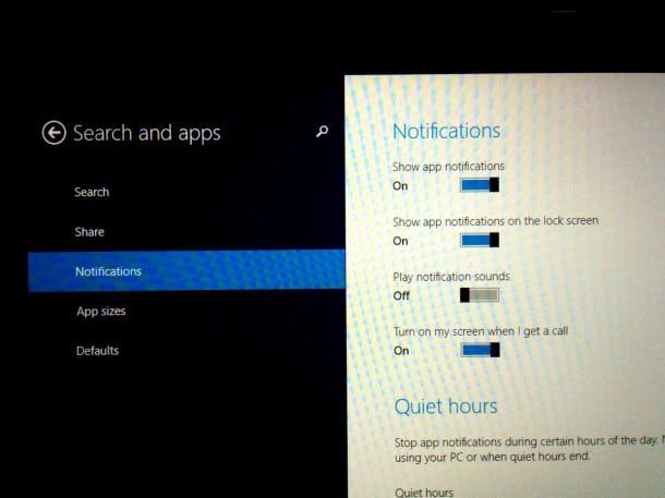 Notification options in Windows 8 are limited.