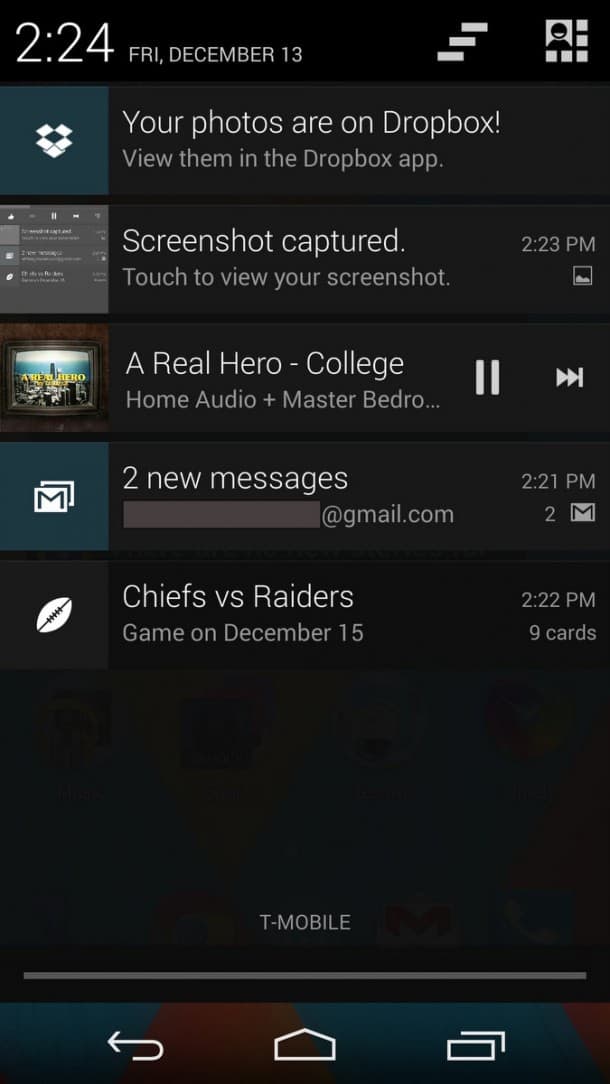 Android 4.4.2 on Nexus 5. Google's notification system is still best-in-class.