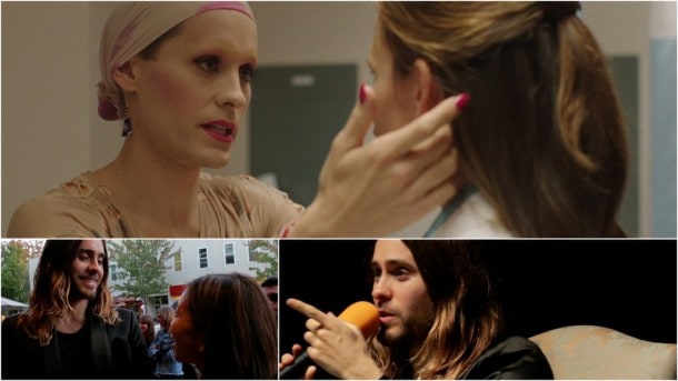 Jared Leto, above, in Dallas Buyers Club, and speaking at the Mill Valley Film Festival.