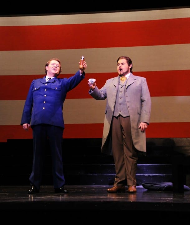 Cast A: Tenor Christopher Bengochea as BF Pinkerton and baritone Evan Brummel as Sharpless.