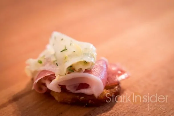 Marinated Artichokes & Speck (Michael Symon, Lola Bistro): The artichokes were a nice backdrop to the smokiness and saltiness of the speck. Marinating the artichoke made sure it still had enough backbone to stand out and the acid cut through a bit of the fat of the speck.