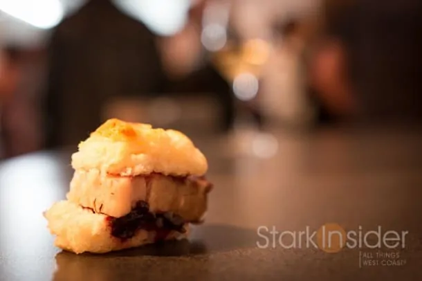 Pork Belly Biscuits, Pickled Ramps, Blackberry Jam (Joseph Lenn, Blackberry Farm): Of all the hors d'oeuvres being passed around, this was be far the most decadent. The pork belly had a healthy layer of belly fat and the pickled ramps and blackberry jam had enough tartness to balance the dish. I've had many pork belly dishes and will say it is the crumbly, buttery biscuit that truly rounded out this dish.