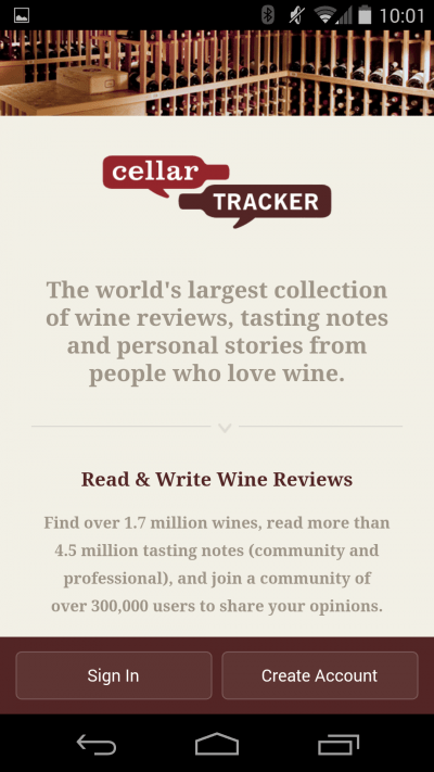 CellarTracker App Review - Sign In Screen