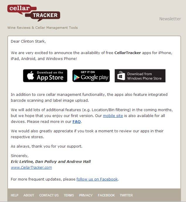 CellarTracker App - iPhone/iPad, Android, Windows Phone