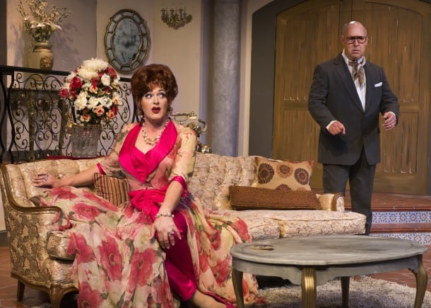 Divas unite! J. Conrad Frank and Joe Wicht a classic Hollywood odd couple in DIE MOMMIE DIE! at New Conservatory Theatre Center. (Photo: Lois Tema)