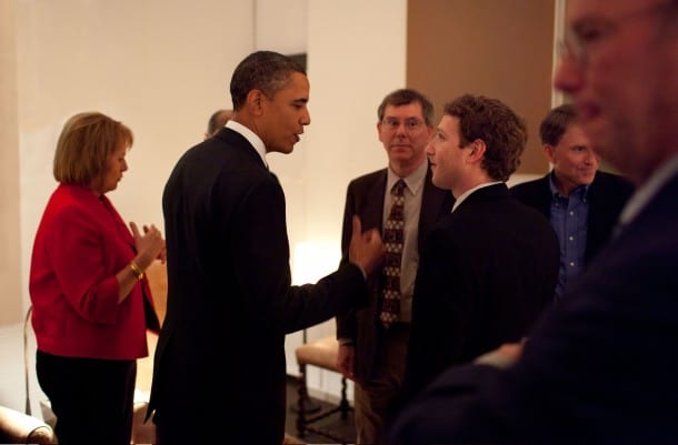 Facebook CEO Mark Zuckerberg with President Obama