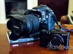 Sony RX100 IV next to Canon EOS 70D