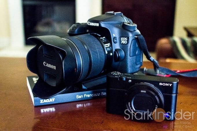 Sony RX100 IV next to Canon EOS 70D