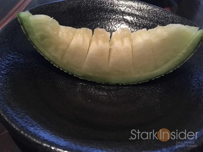 Musk Melon is served in the dessert lounge. This melon is from the Shezu region of Japan. Chef Tetsuya has specific farms and farmers he works with in Japan to source his raw ingredients.