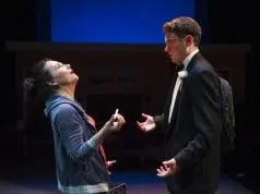 l-r, Beth (Jamie Jones*) enjoys the joint she scores from teenaged dealer Jonathan (Devin O’Brien) in Aurora Theatre Company’s Bay Area Premiere of Mud Blue Sky