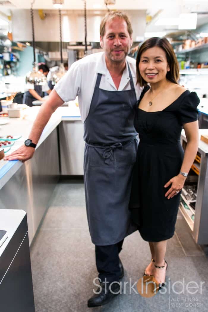 David Kinch gives Loni Stark a tour of the kitchen at Manresa.