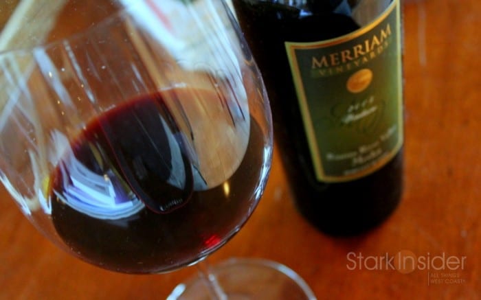 Merriam Vineyards Cabernet - Glass and bottle together in a photo