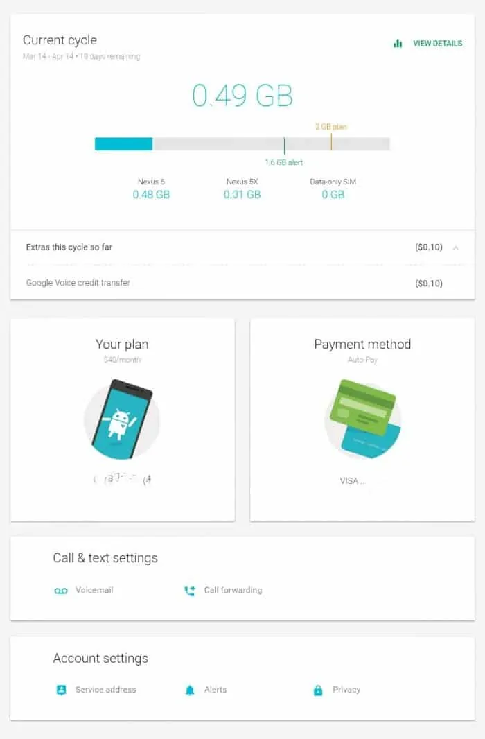 Project Fi Account Dashboard