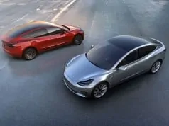 Tesla Model 3 in Red and Silver - Exterior