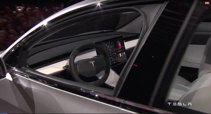 Tesla Model 3 interior.