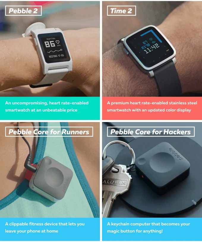 New Pebble 2, Pebble Time 2, Pebble Core Smartwatches and Wearables