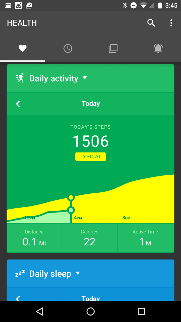 Pebble Health Tab