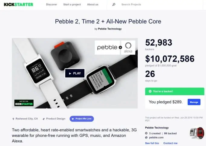 Pebble 2 Kickstarter Campaign Breaks $10 million