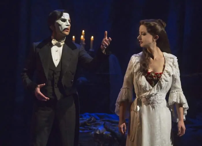 Chris Mann as The Phantom and Katie Travis as Christine Daaé. Photo credit: Matthew Murphy