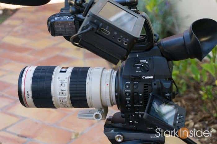 Canon C100 II with Canon 70-200mm f/2.8 telephoto lens