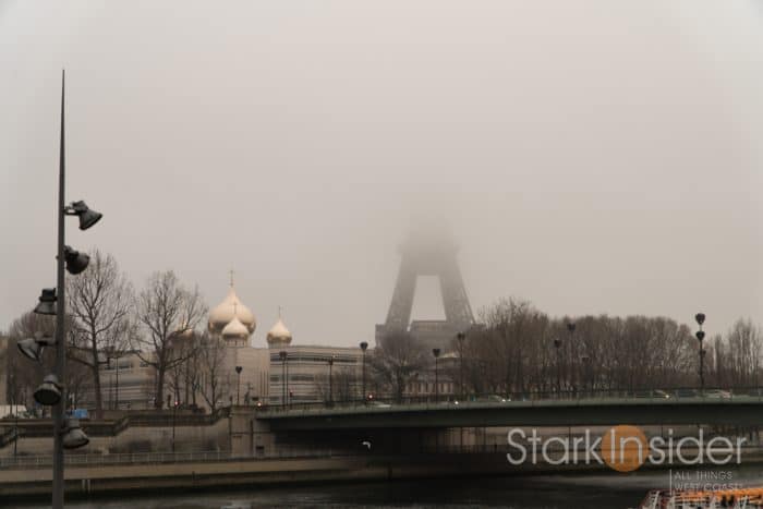 Scene from 3 Days in Paris - Effiel Tower in fog