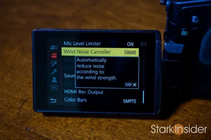 Panasonic GH5: Use DISP button to display more information on menu item