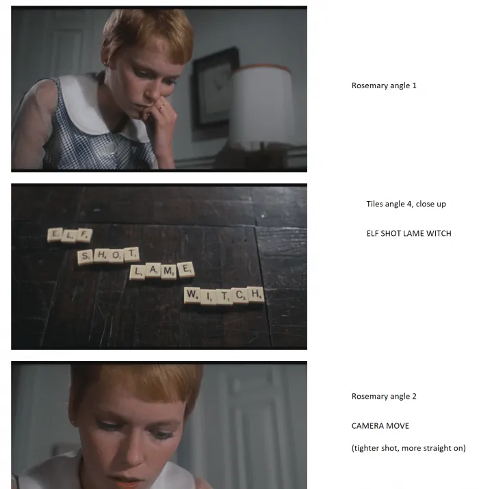 Rosemary's Storyboard Analysis for Scrabble Scene