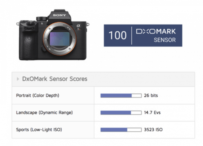Sony A7R III achieves an overall DxOMark sensor score of 100 points