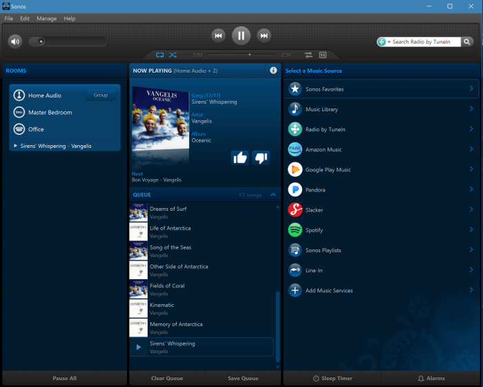 Sonos Desktop App for PC - now playing user interface