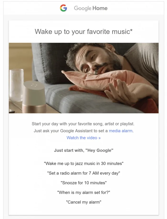 Google Home media alaram wake to music