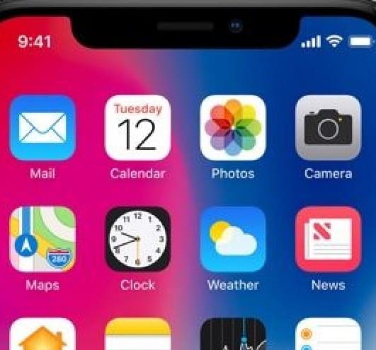 Apple Notch as see on the iPhone X display.