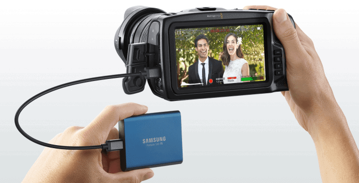 High speed USB-C connection for direct external recording