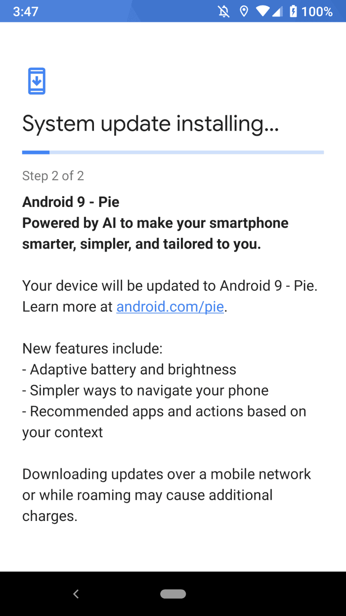 Installing Android P Pie on Google Pixel XL smartphone